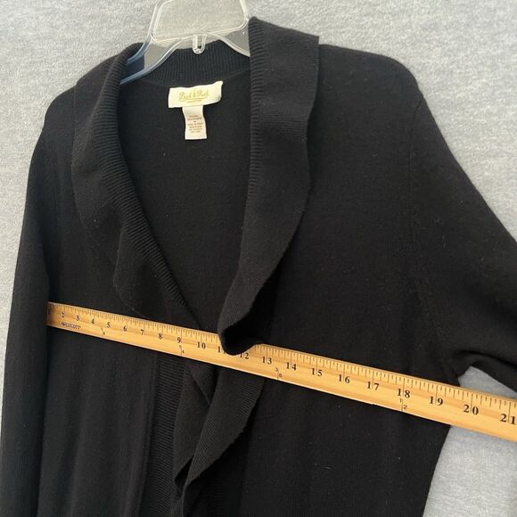 Peck & Peck Wool Cashmere Cardigan Sweater Size M Black Ruffles Frills Longline - Picture 9 of 12